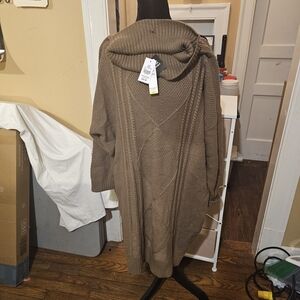 Robbie Bee Taupe Cowl Neck Sweater Dress